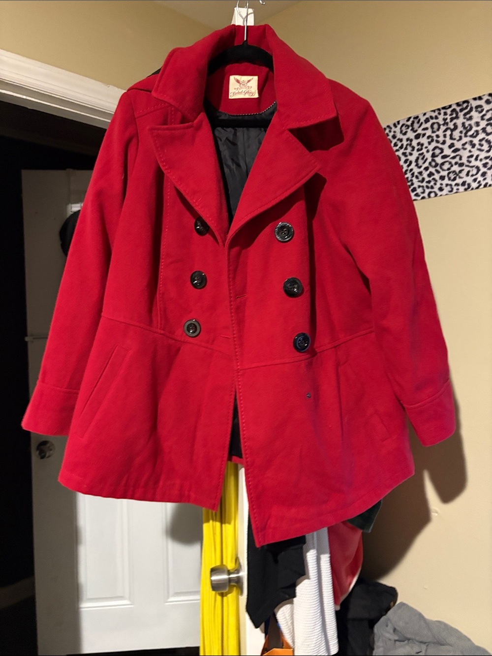 Red 2x hooded pea coat